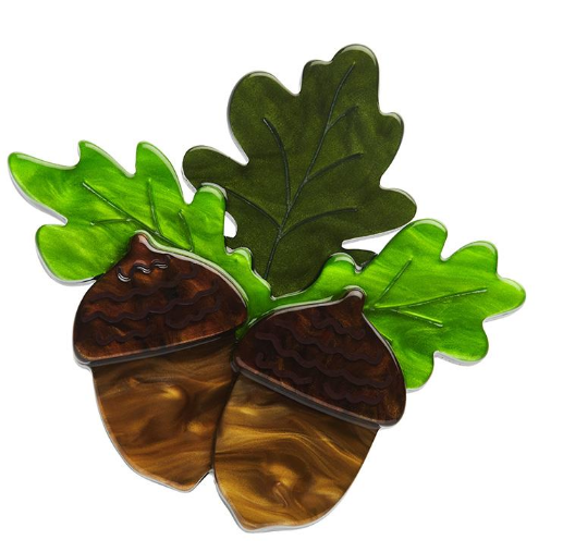 Erstwilder Fleur Harris Woodland Acorns Brooch