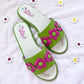 The Vibe is Flower Power In Lime Green with Hot Pink Flowers