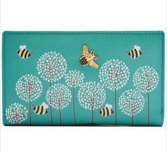 Mala Moonflower Bees Compact Bee Purse Turquoise