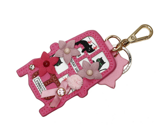 Vendula Pink Ribbon Foundation London Cats and Corgis Floral Pink Bus Key Charm