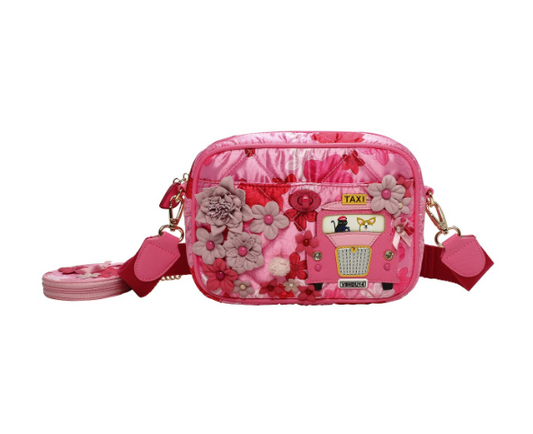 Vendula Pink Ribbon Foundation London Cats and Corgis Floral Camera Bag