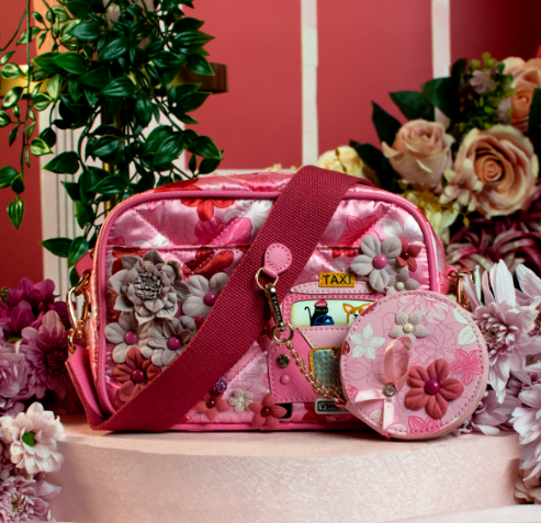 Vendula Pink Ribbon Foundation London Cats and Corgis Floral Camera Bag