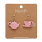 Erstwilder London Calling Tea Set Drop Earrings Pink