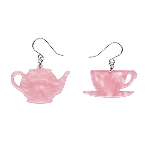 Erstwilder London Calling Tea Set Drop Earrings Pink