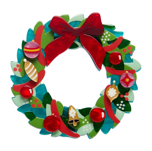 Erstwilder Merry Kitschmas Evergreen Wreath Brooch