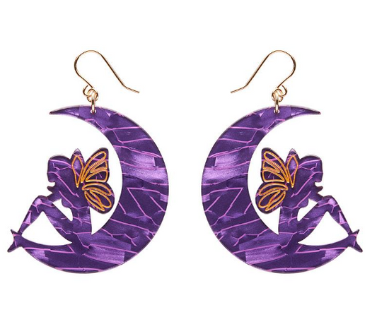 Erstwilder Pete Cromer Fairy Tales Fairy Moon Drop Earrings Purple