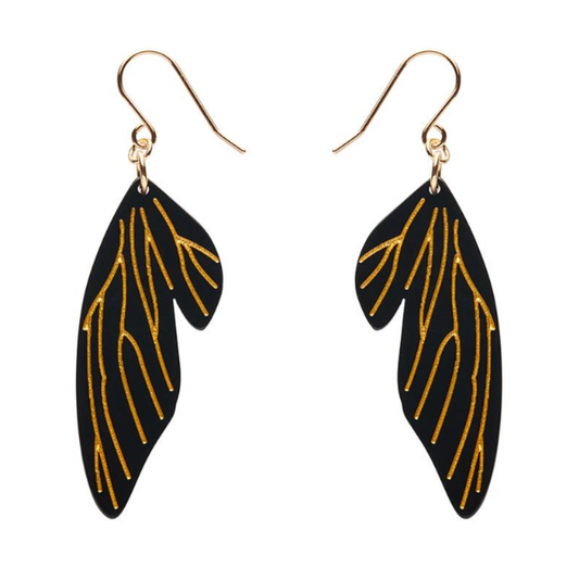 Erstwilder Pete Cromer Fairy Tales Fairy Wings Drop Earrings Black