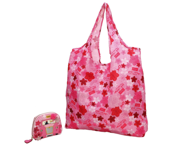 Vendula Pink Ribbon Foundation London Cats and Corgis Floral Folding Shopper and Purse