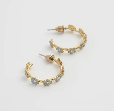 Fable England Forget Me Not Stud Hoop Earrings