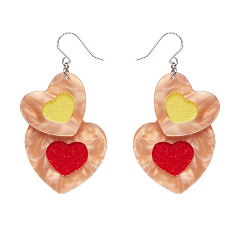 Erstwilder Katherine Sabbath Lolly Heart Cookies Drop Earrings