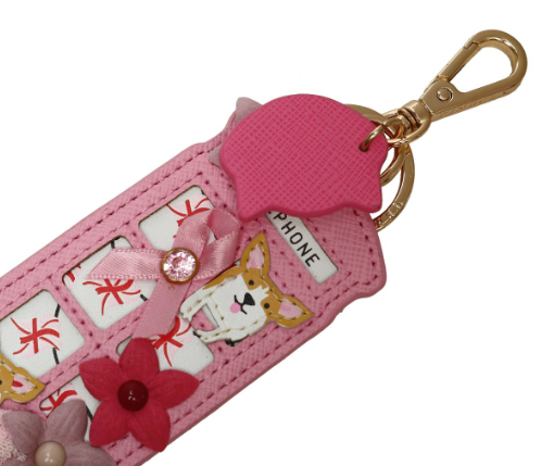 Vendula Pink Ribbon Foundation London Cats and Corgis Floral Pink Telephone Box Key Charm