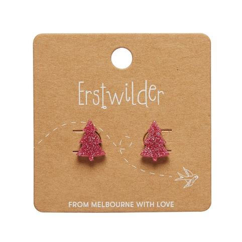 Erstwilder Merry Kitschmas Pink Christmas Tree Stud Earring