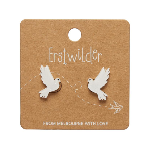 Erstwilder Merry Kitschmas White Dove Stud Earrings