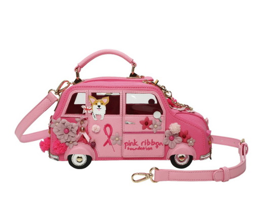 Vendula Pink Ribbon Foundation London Cats and Corgis Floral Pink Taxi